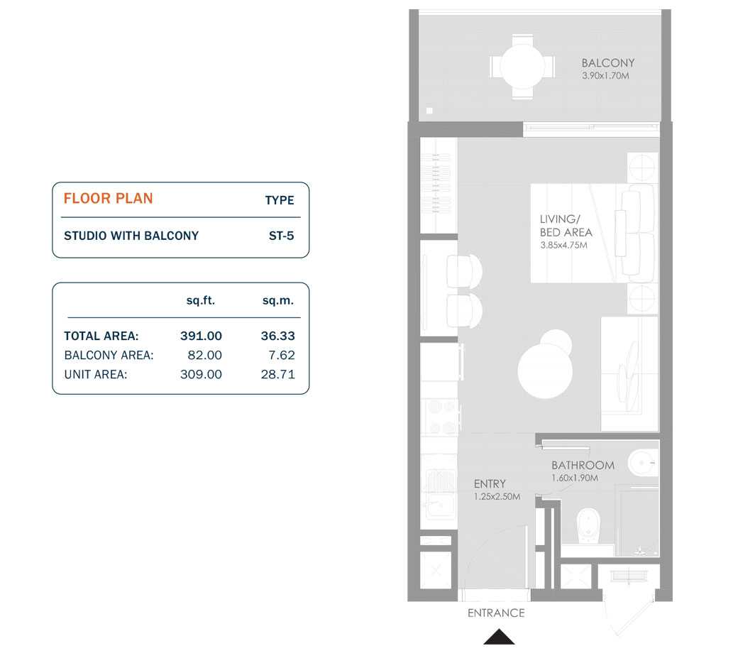 Studio, Size 391.00 Sq.ft